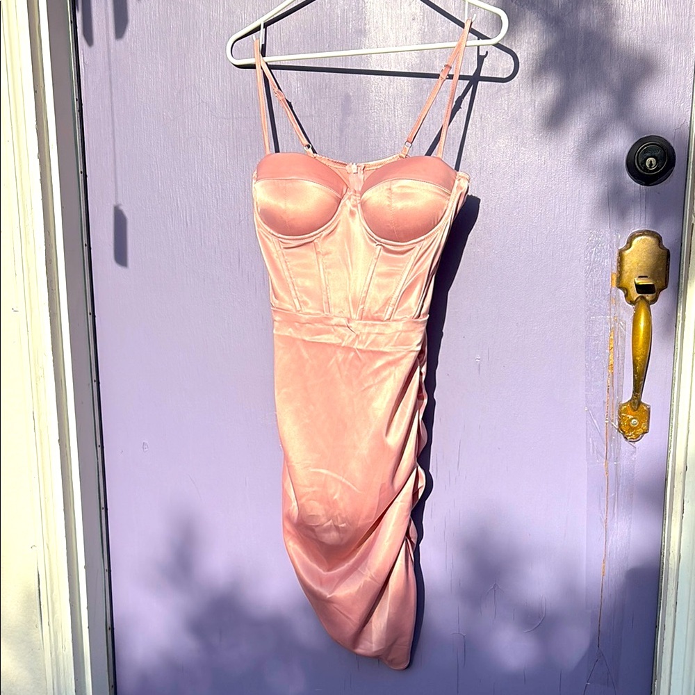 Elegant Pink Satin Dress
